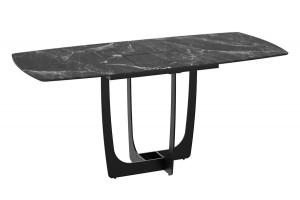 Стол обеденный Орфей Черный муар, Стекло глянцевое черный мрамор