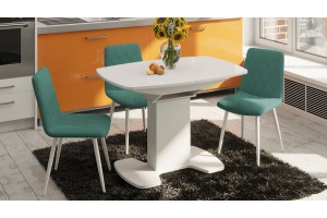 Стол обеденный Портофино (1100) Белый глянец, Стекло белое