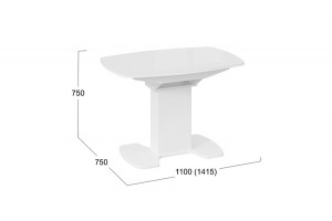 Стол обеденный Портофино (1100) Белый глянец, Стекло белое