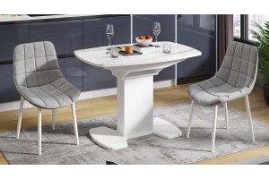 Стол обеденный Портофино (1100) Белый глянец, Стекло глянцевое белый мрамор