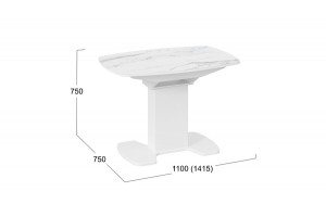 Стол обеденный Портофино (1100) Белый глянец, Стекло глянцевое белый мрамор