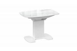 Стол обеденный Портофино (1100) Белый глянец, Стекло глянцевое белый мрамор