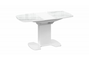 Стол обеденный Портофино (1100) Белый глянец, Стекло глянцевое белый мрамор