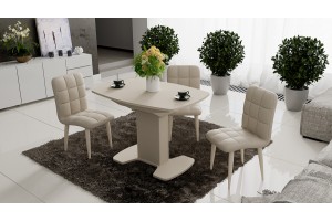 Стол обеденный Портофино (1100) Бежевое, Стекло бежевое матовое LUX