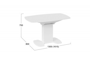 Стол обеденный Портофино (1300) Белый глянец, Стекло белое