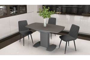 Стол обеденный Портофино (1300) Серое, Стекло серое матовое LUX