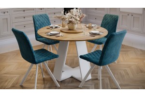 Стол обеденный Райнер Тип 1 Белый, Дуб Крафт золотой