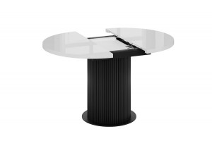 Стол обеденный раздвижной Эридан Тип 1 Черный муар, Стекло глянцевое белое