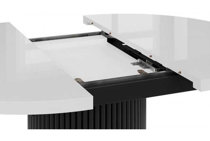 Стол обеденный раздвижной «Эридан» Тип 1 Черный муар, Стекло глянцевое белое