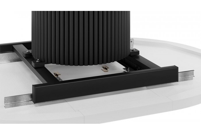 Стол обеденный раздвижной «Эридан» Тип 1 Черный муар, Стекло глянцевое белое