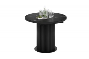 Стол обеденный раздвижной Эридан Тип 1 Черный муар, Стекло матовое черный мрамор