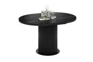 Стол обеденный раздвижной Эридан Тип 1 Черный муар, Стекло матовое черный мрамор