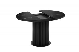 Стол обеденный раздвижной Эридан Тип 1 Черный муар, Стекло матовое черный мрамор