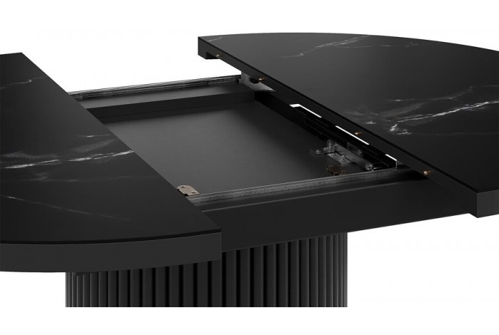 Стол обеденный раздвижной «Эридан» Тип 1 Черный муар, Стекло матовое черный мрамор