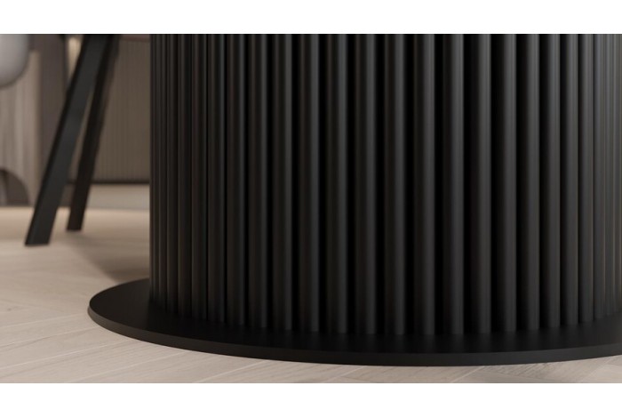 Стол обеденный раздвижной «Эридан» Тип 1 Черный муар, Стекло матовое черный мрамор