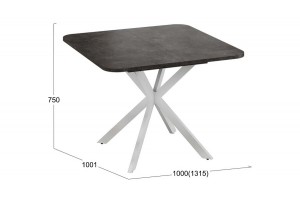 Стол обеденный раздвижной Лиссабон Тип 1 Белый муар, Ателье темный