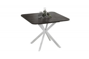 Стол обеденный раздвижной Лиссабон Тип 1 Белый муар, Ателье темный