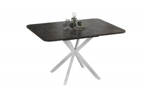 Стол обеденный раздвижной Лиссабон Тип 1 Белый муар, Ателье темный