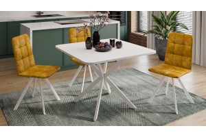 Стол обеденный раздвижной Лиссабон Тип 1 Белый муар, Белый