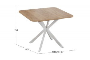 Стол обеденный раздвижной Лиссабон Тип 1 Белый муар, Дуб Крафт золотой