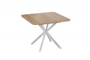 Стол обеденный раздвижной Лиссабон Тип 1 Белый муар, Дуб Крафт золотой