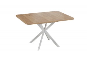 Стол обеденный раздвижной Лиссабон Тип 1 Белый муар, Дуб Крафт золотой