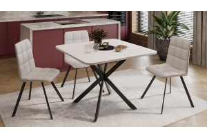 Стол обеденный раздвижной Лиссабон Тип 1 Черный муар, Белый