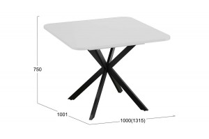 Стол обеденный раздвижной Лиссабон Тип 1 Черный муар, Белый