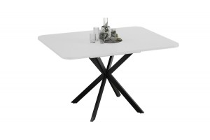 Стол обеденный раздвижной Лиссабон Тип 1 Черный муар, Белый