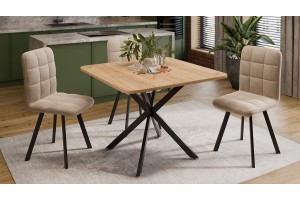 Стол обеденный раздвижной Лиссабон Тип 1 Черный муар, Дуб Крафт золотой