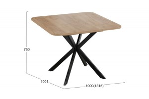 Стол обеденный раздвижной Лиссабон Тип 1 Черный муар, Дуб Крафт золотой