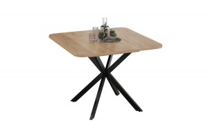 Стол обеденный раздвижной Лиссабон Тип 1 Черный муар, Дуб Крафт золотой