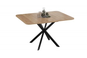 Стол обеденный раздвижной Лиссабон Тип 1 Черный муар, Дуб Крафт золотой