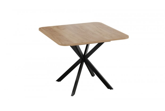 Стол обеденный раздвижной «Лиссабон» Тип 1 Черный муар, Дуб Крафт золотой