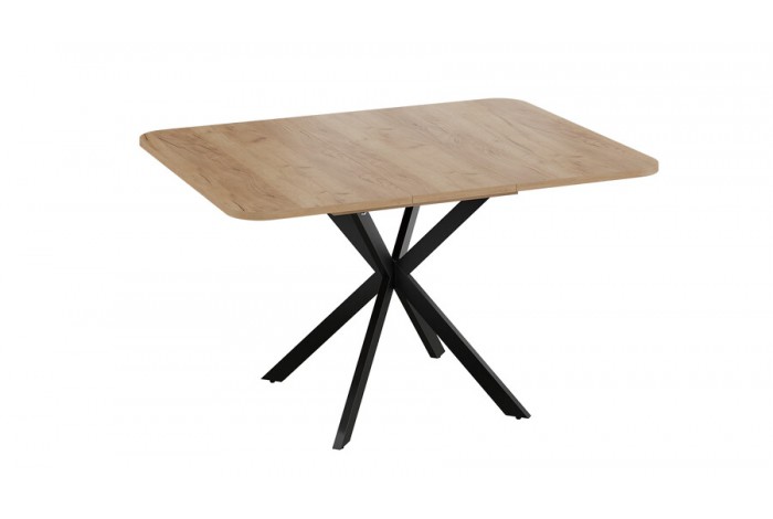 Стол обеденный раздвижной «Лиссабон» Тип 1 Черный муар, Дуб Крафт золотой