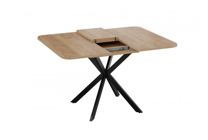 Стол обеденный раздвижной «Лиссабон» Тип 1 Черный муар, Дуб Крафт золотой