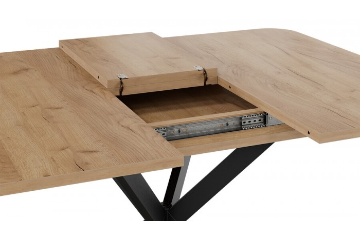 Стол обеденный раздвижной «Лиссабон» Тип 1 Черный муар, Дуб Крафт золотой