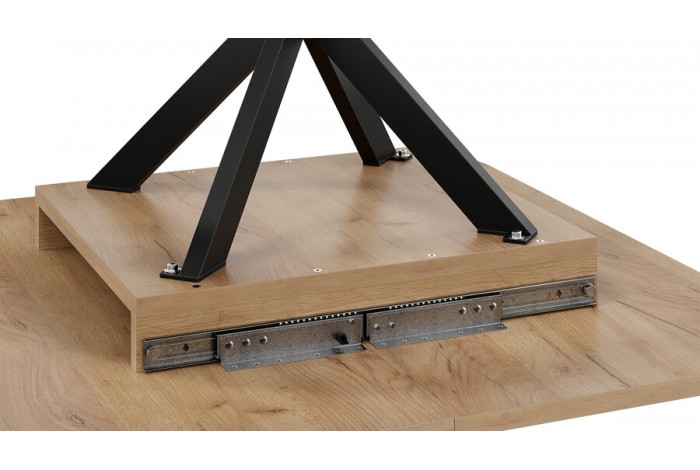 Стол обеденный раздвижной «Лиссабон» Тип 1 Черный муар, Дуб Крафт золотой