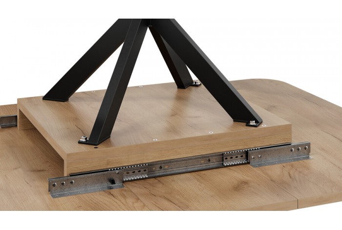 Стол обеденный раздвижной «Лиссабон» Тип 1 Черный муар, Дуб Крафт золотой