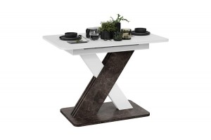 Стол обеденный раздвижной Люксембург Тип 1 Ателье темный, Белый, Стекло белое матовое