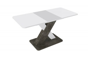 Стол обеденный раздвижной Люксембург Тип 1 Ателье темный, Белый, Стекло белое матовое