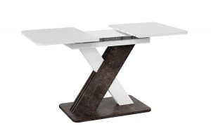 Стол обеденный раздвижной Люксембург Тип 1 Ателье темный, Белый, Стекло белое матовое