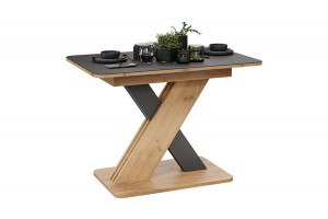 Стол обеденный раздвижной Люксембург Тип 1 Дуб Крафт золотой, Серый, Стекло серое матовое