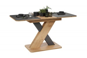 Стол обеденный раздвижной Люксембург Тип 1 Дуб Крафт золотой, Серый, Стекло серое матовое