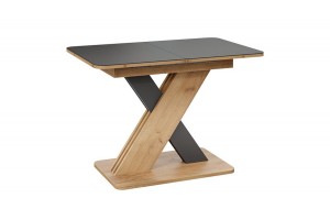 Стол обеденный раздвижной Люксембург Тип 1 Дуб Крафт золотой, Серый, Стекло серое матовое