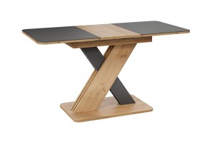 Стол обеденный раздвижной Люксембург Тип 1 Дуб Крафт золотой, Серый, Стекло серое матовое