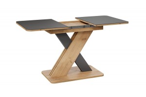 Стол обеденный раздвижной Люксембург Тип 1 Дуб Крафт золотой, Серый, Стекло серое матовое