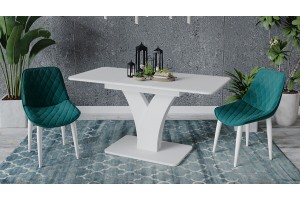 Стол обеденный раздвижной Люксембург Тип 2 Белый, Стекло белое матовое