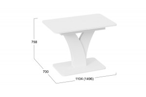 Стол обеденный раздвижной Люксембург Тип 2 Белый, Стекло белое матовое