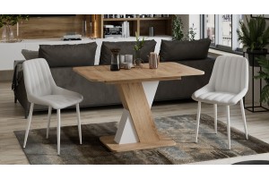 Стол обеденный раздвижной Люксембург Тип 3 Дуб Крафт золотой, Белый